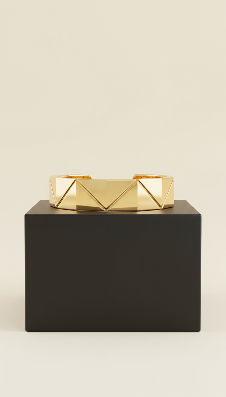 Geometric gold-plated bangle