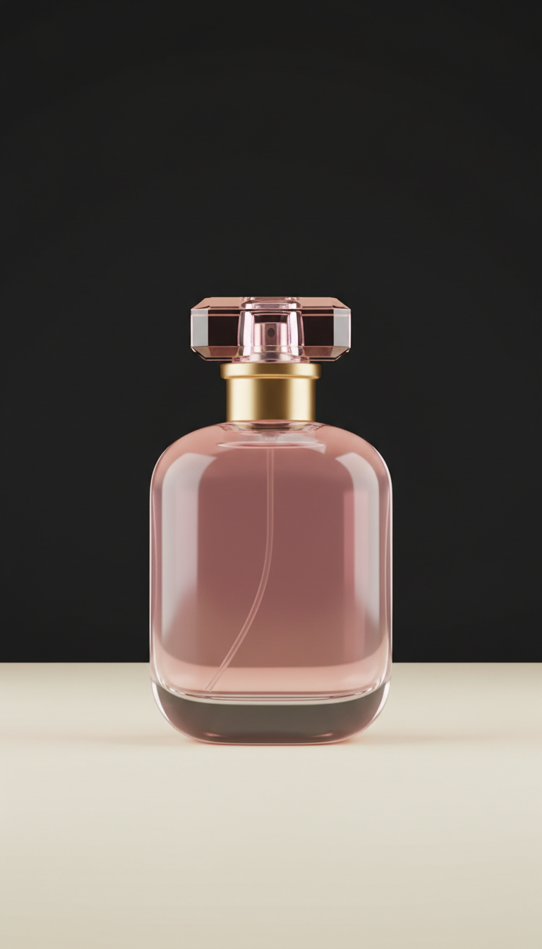 Glass perfume bottle with pink pop accent